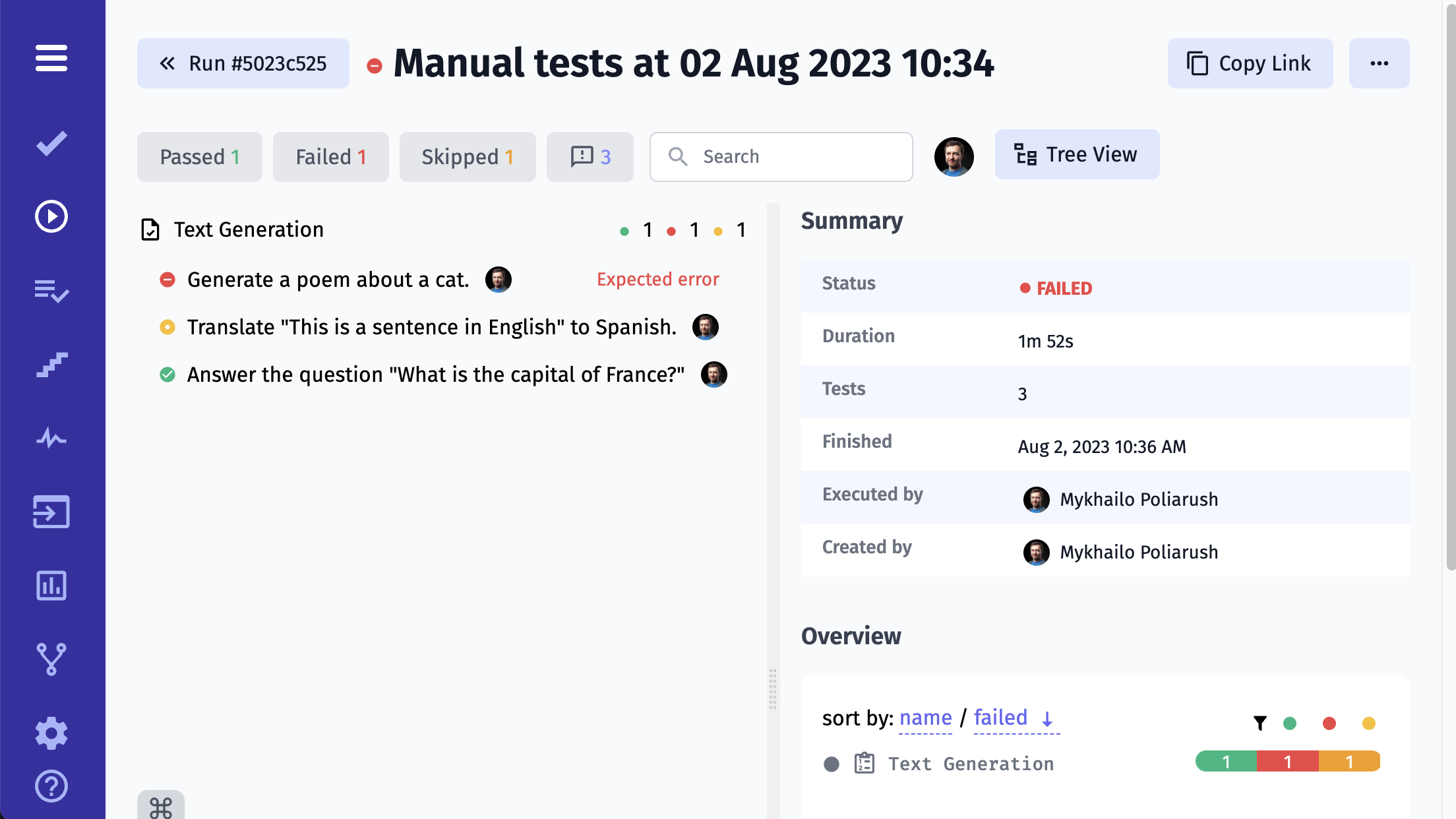 Detailed test report